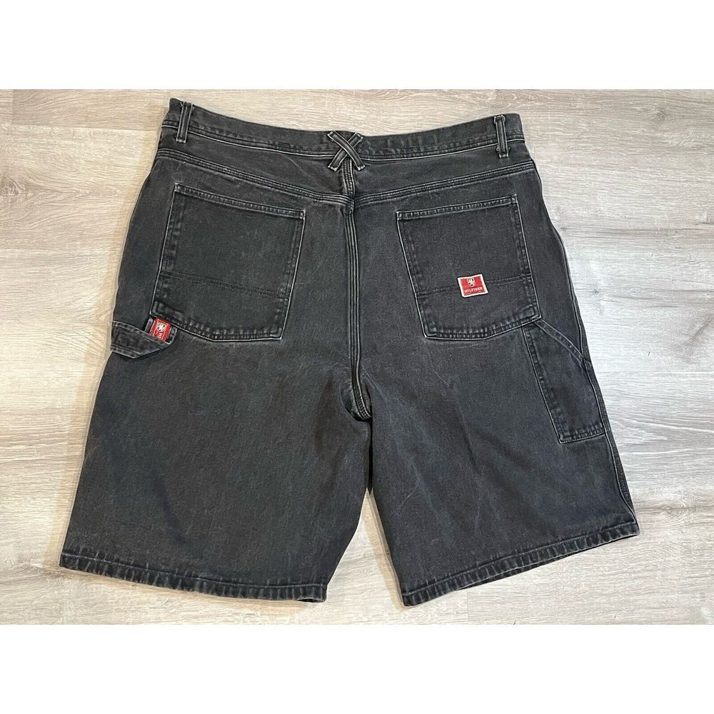 Vintage Tommy‎ Hilfiger Mens 42 Distressed Spell Out Baggy Denim Shorts Black - Picture 8 of 8